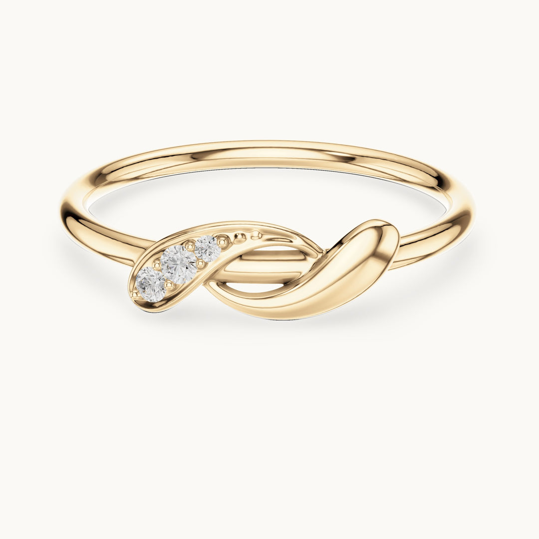 Round lab-grown diamond twisted knot ring in yellow gold, 0.039 CT TW, view 4