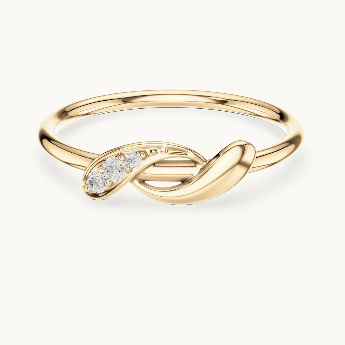 Round lab-grown diamond twisted knot ring in yellow gold, 0.039 CT TW, view 4