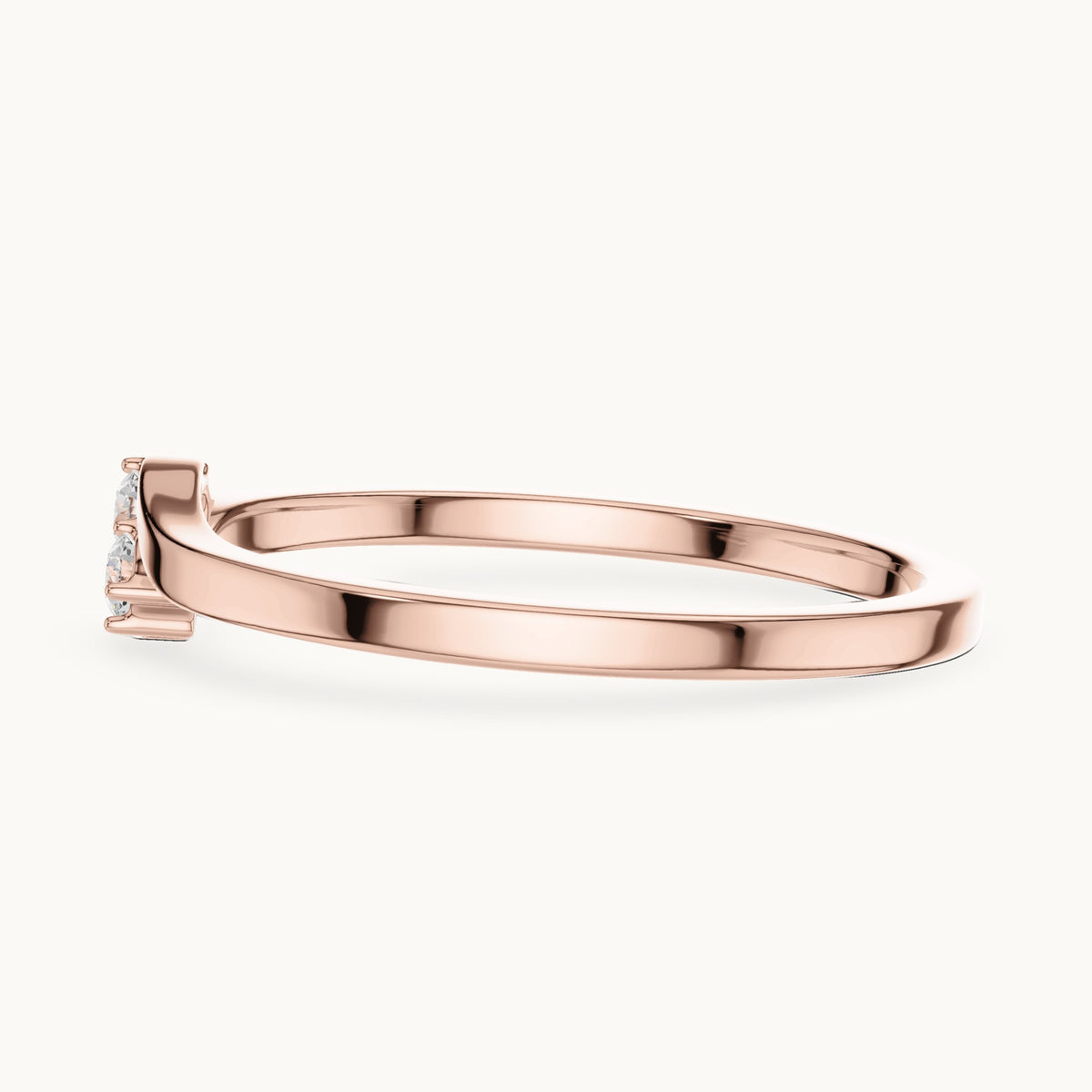 Round lab-grown diamond two-stone bypass ring in rose gold, 0.070 CT TW, view 3