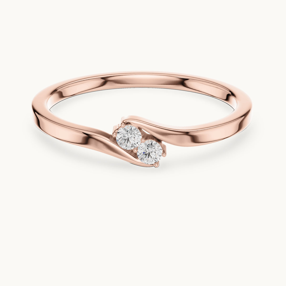 Round lab-grown diamond two-stone bypass ring in rose gold, 0.070 CT TW, view 4