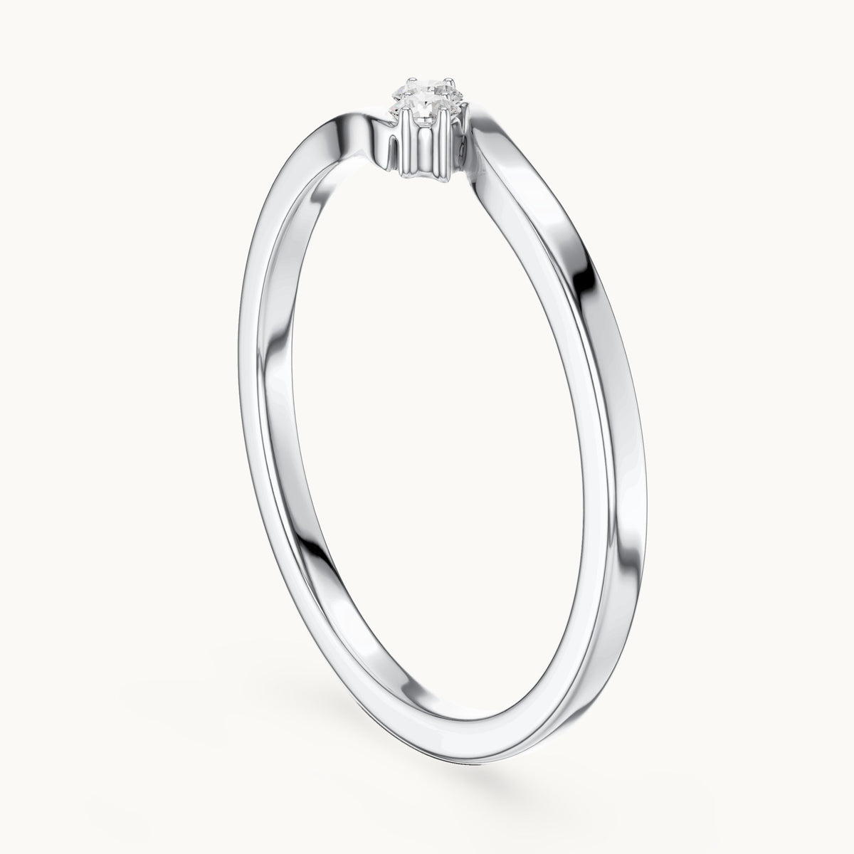 Round lab-grown diamond two-stone bypass ring in white gold, 0.070 CT TW, view 1