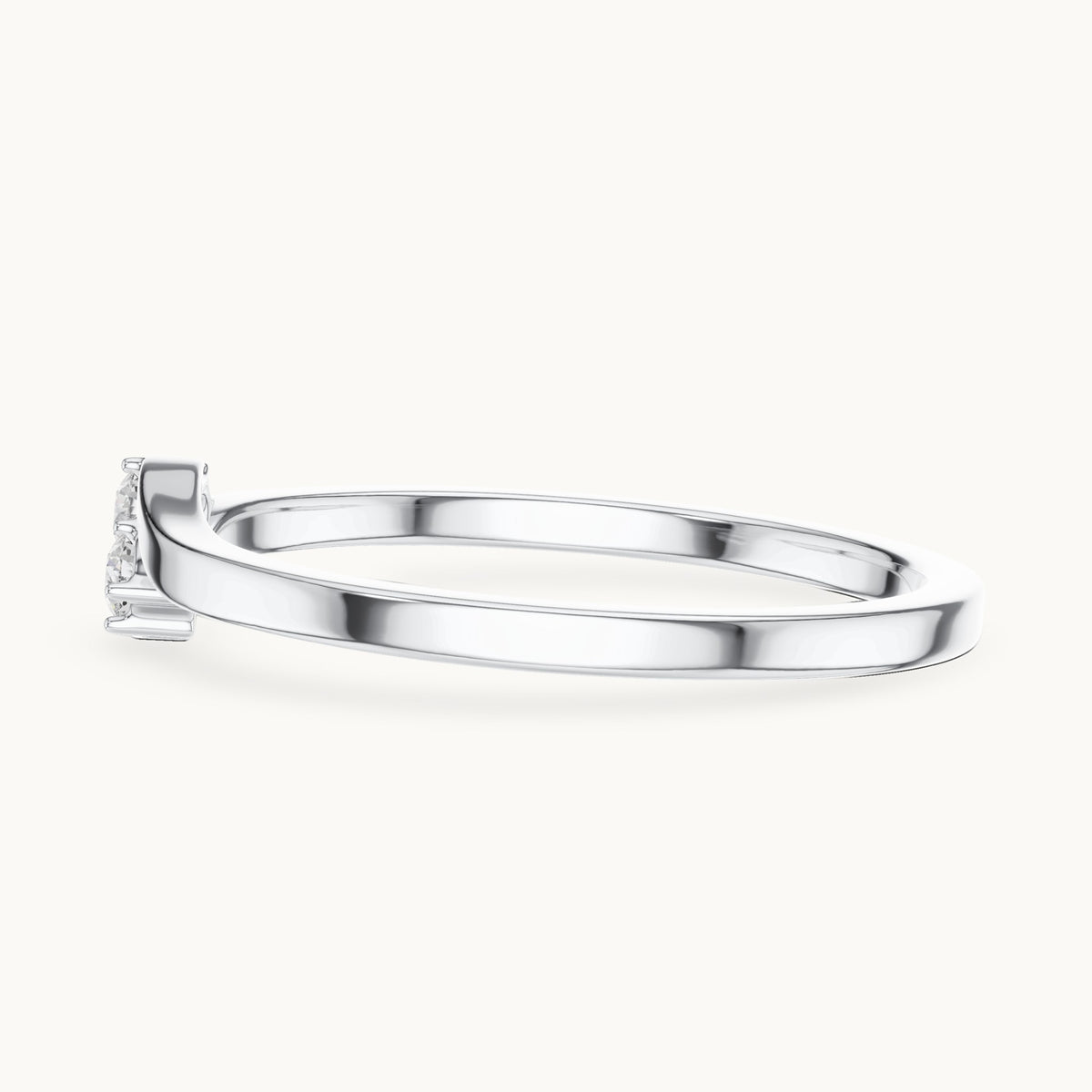 Round lab-grown diamond two-stone bypass ring in white gold, 0.070 CT TW, view 3