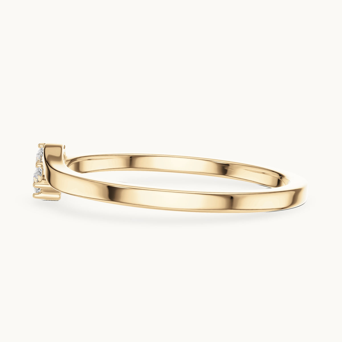 Round lab-grown diamond two-stone bypass ring in yellow gold, 0.070 CT TW, view 3