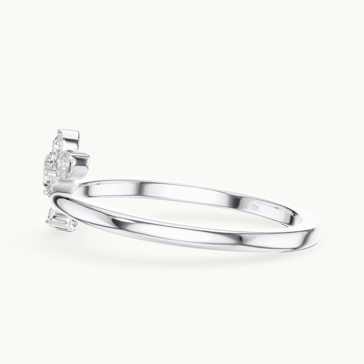 Round lab-grown diamond scattered diamond bypass ring in white gold, 0.12 CT TW, view 3