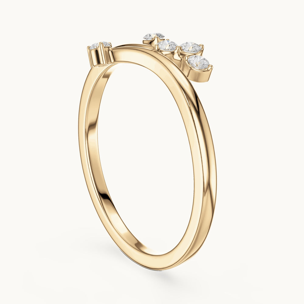 Round lab-grown diamond scattered diamond bypass ring in yellow gold, 0.12 CT TW, view 1