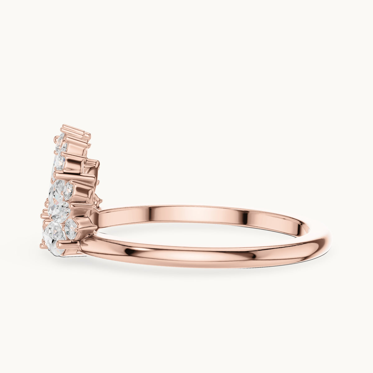 Marquise and round lab-grown diamond marquise cluster ring in rose gold, 0.96 CT TW, view 3