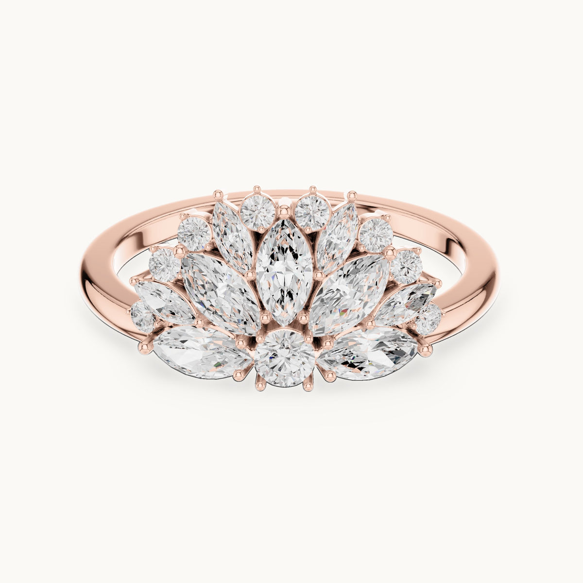 Marquise and round lab-grown diamond marquise cluster ring in rose gold, 0.96 CT TW, view 4