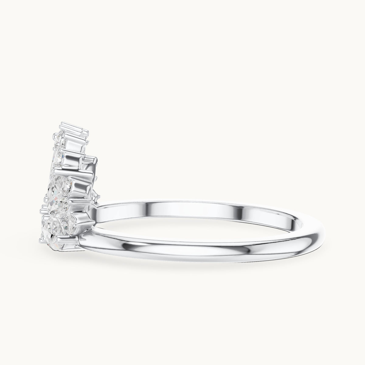 Marquise and round lab-grown diamond marquise cluster ring in white gold, 0.96 CT TW, view 3