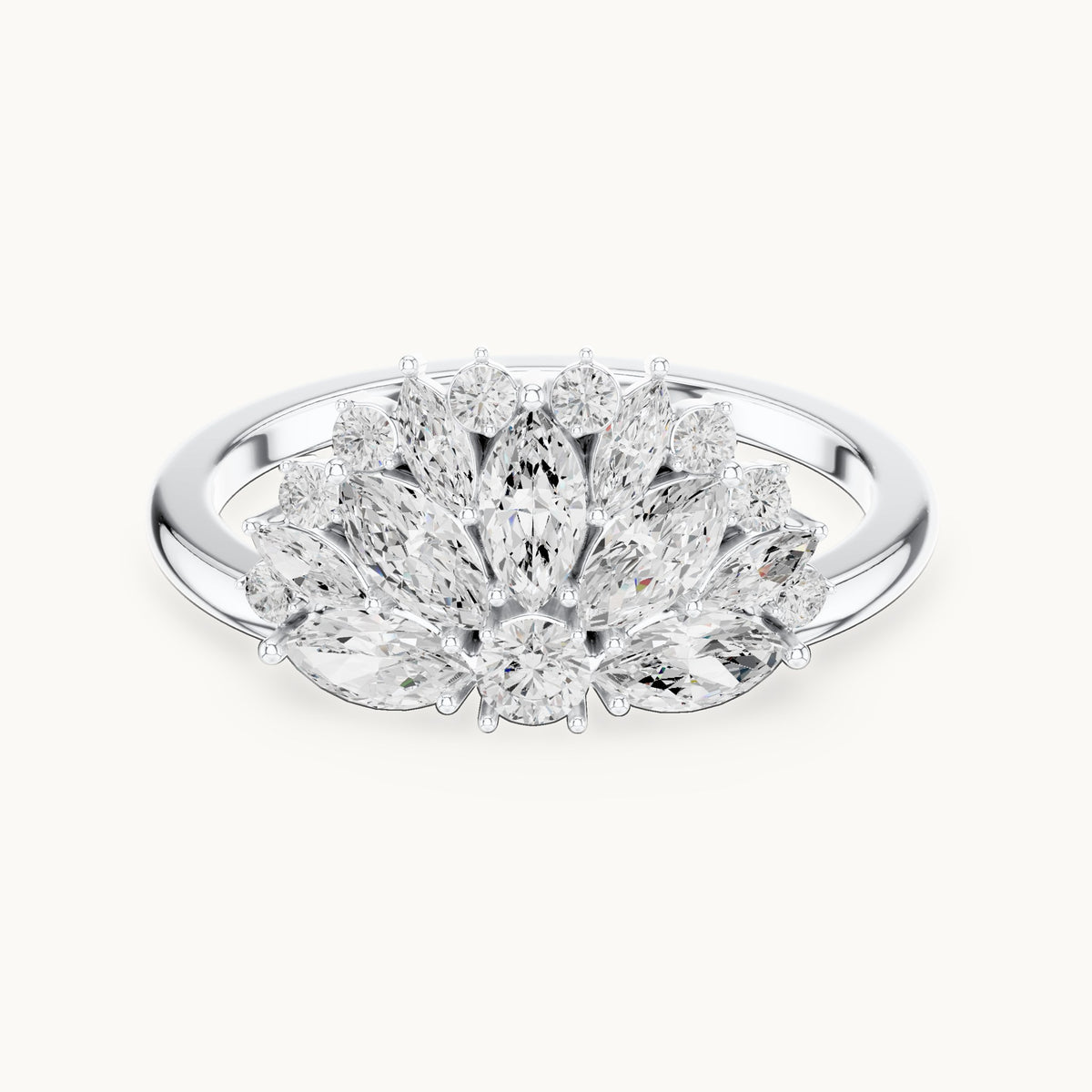 Marquise and round lab-grown diamond marquise cluster ring in white gold, 0.96 CT TW, view 4