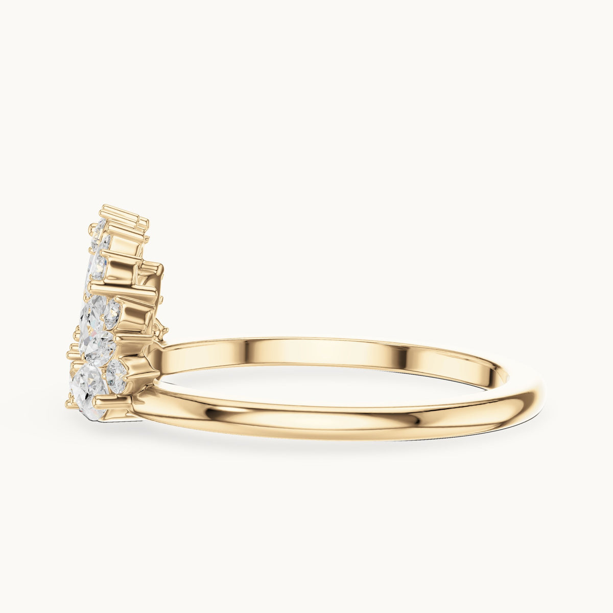 Marquise and round lab-grown diamond marquise cluster ring in yellow gold, 0.96 CT TW, view 3