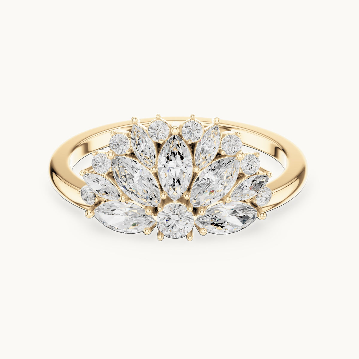 Marquise and round lab-grown diamond marquise cluster ring in yellow gold, 0.96 CT TW, view 4