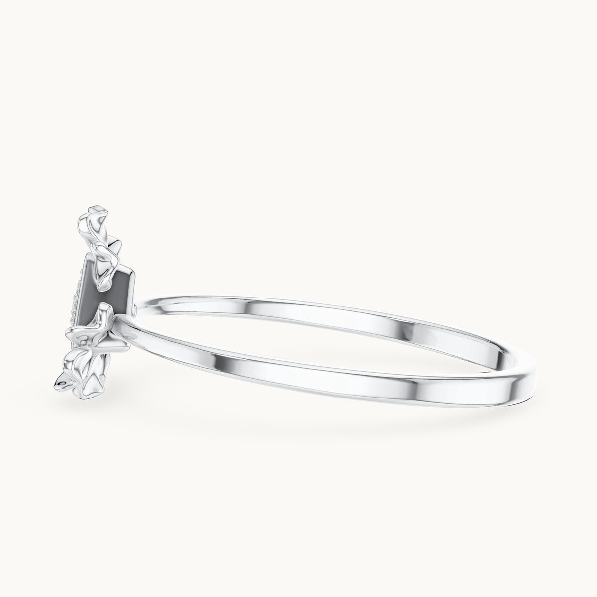 Round lab-grown diamond triangle cluster ring in white gold, 0.024 CT TW, view 3