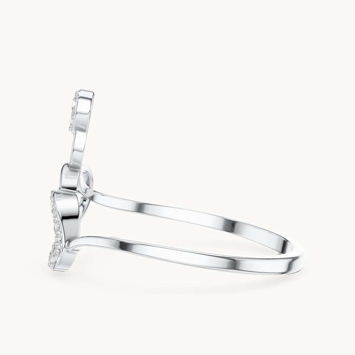 Round lab-grown diamond open circle swirl ring in white gold, 0.065 CT TW, view 3