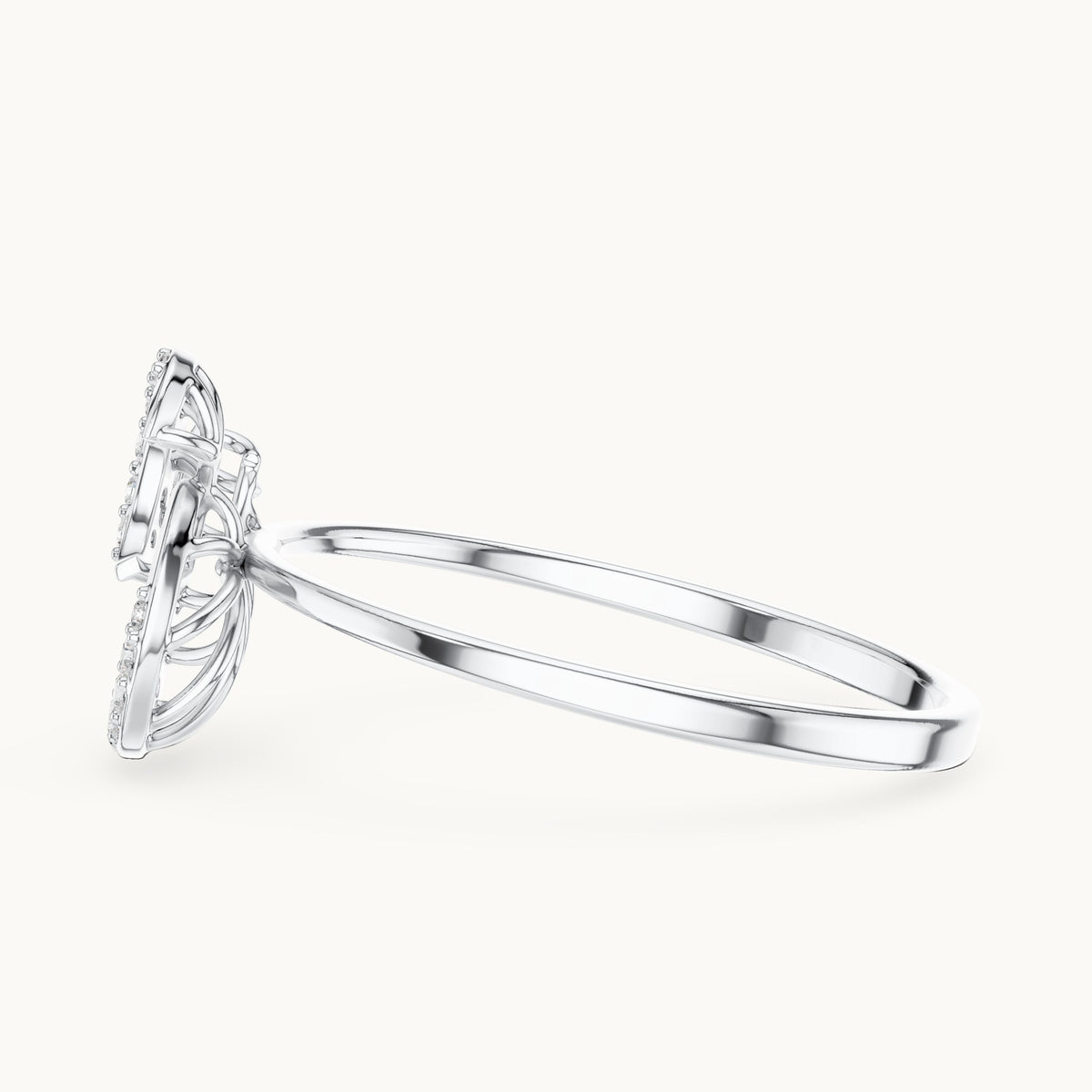 Round lab-grown diamond swirl ring in white gold, 0.101 CT TW, view 3