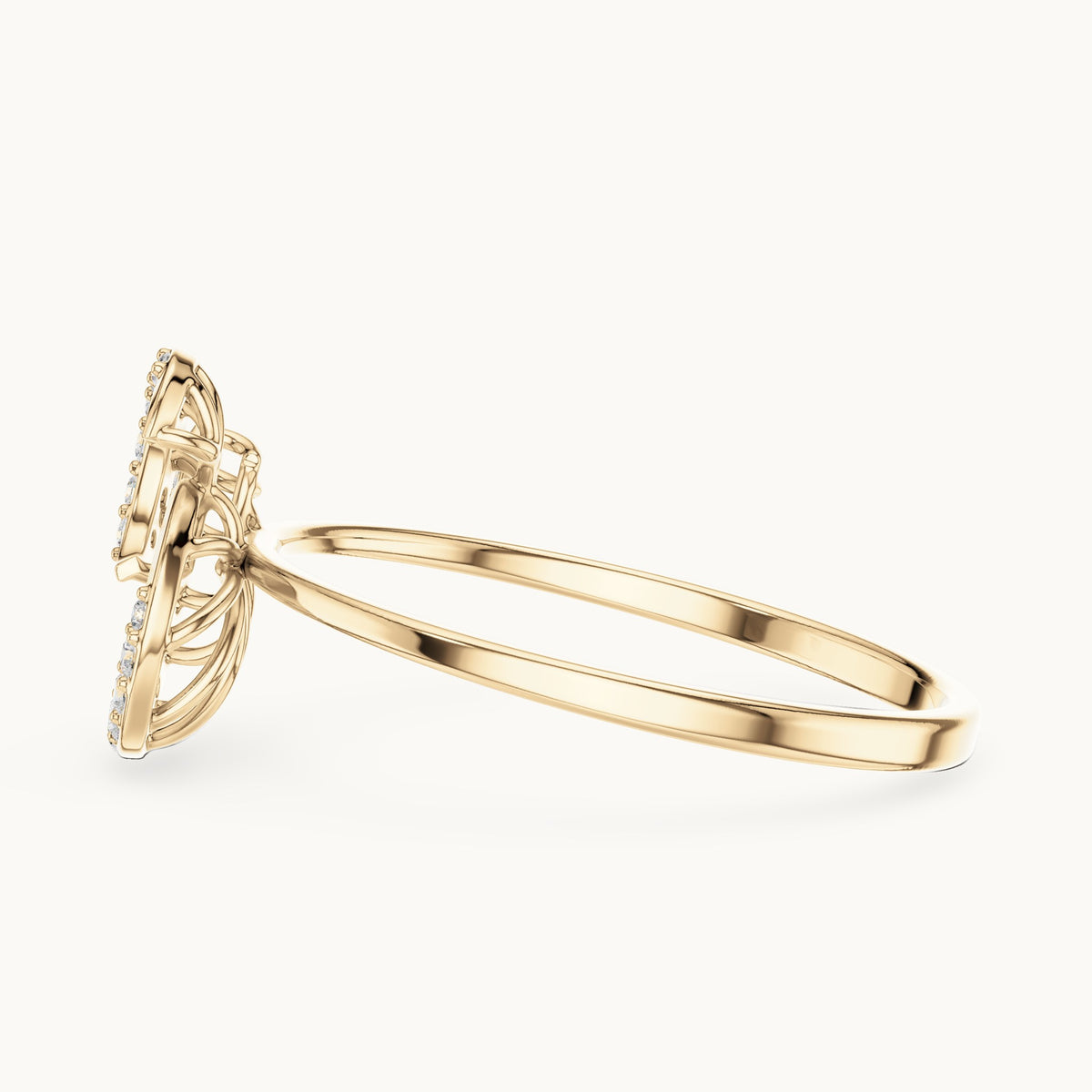 Round lab-grown diamond swirl ring in yellow gold, 0.101 CT TW, view 3