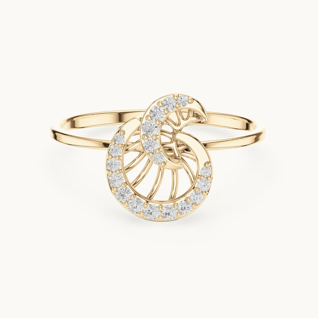 Round lab-grown diamond swirl ring in yellow gold, 0.101 CT TW, view 4