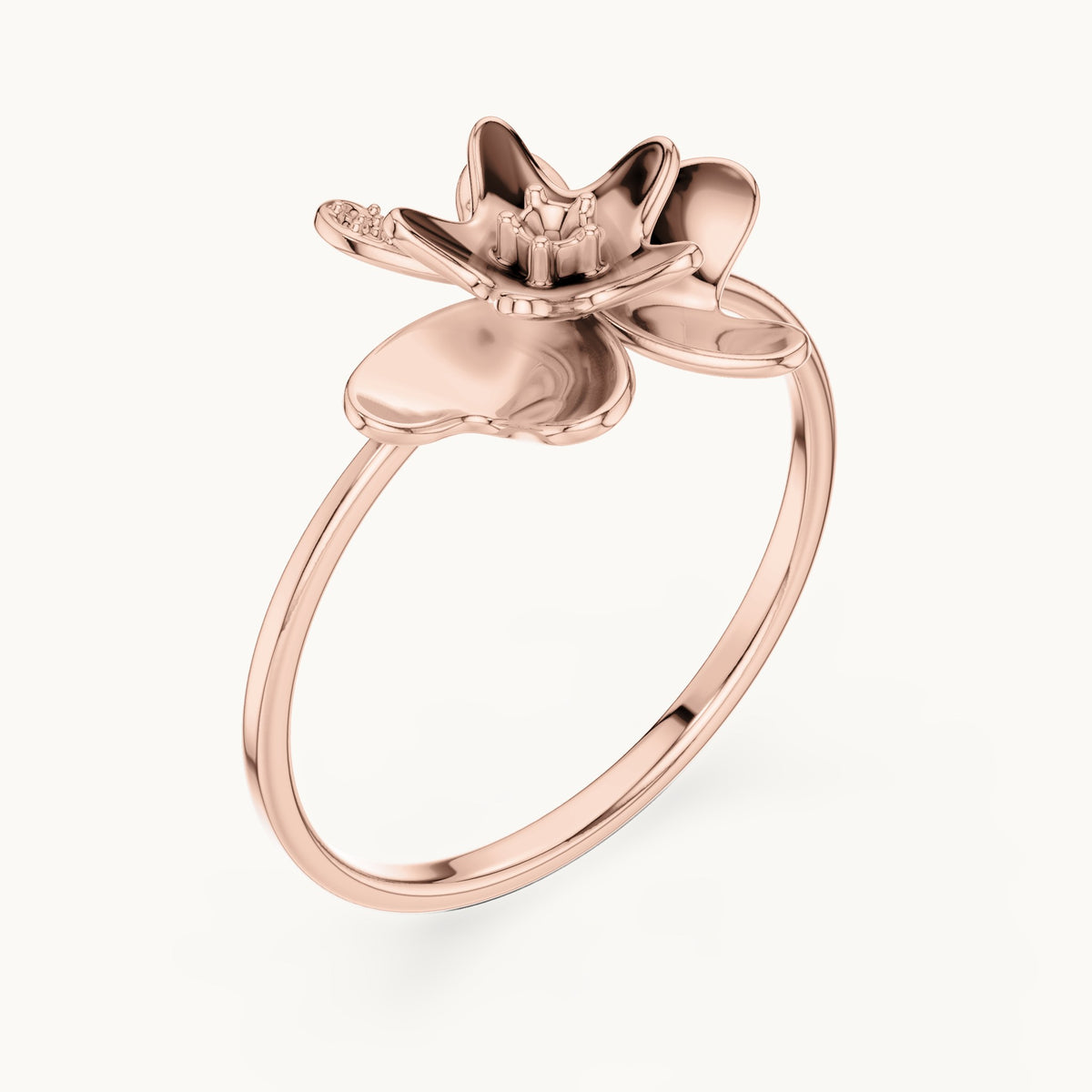 Round lab-grown diamond flower ring in rose gold, 0.095 CT TW, view 2