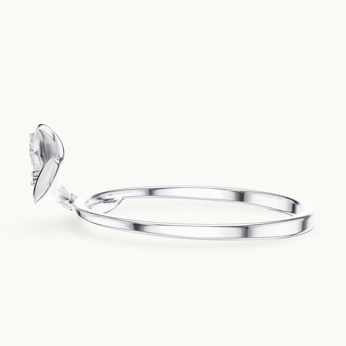 Round lab-grown diamond leaf bypass ring in white gold, 0.048 CT TW, view 3