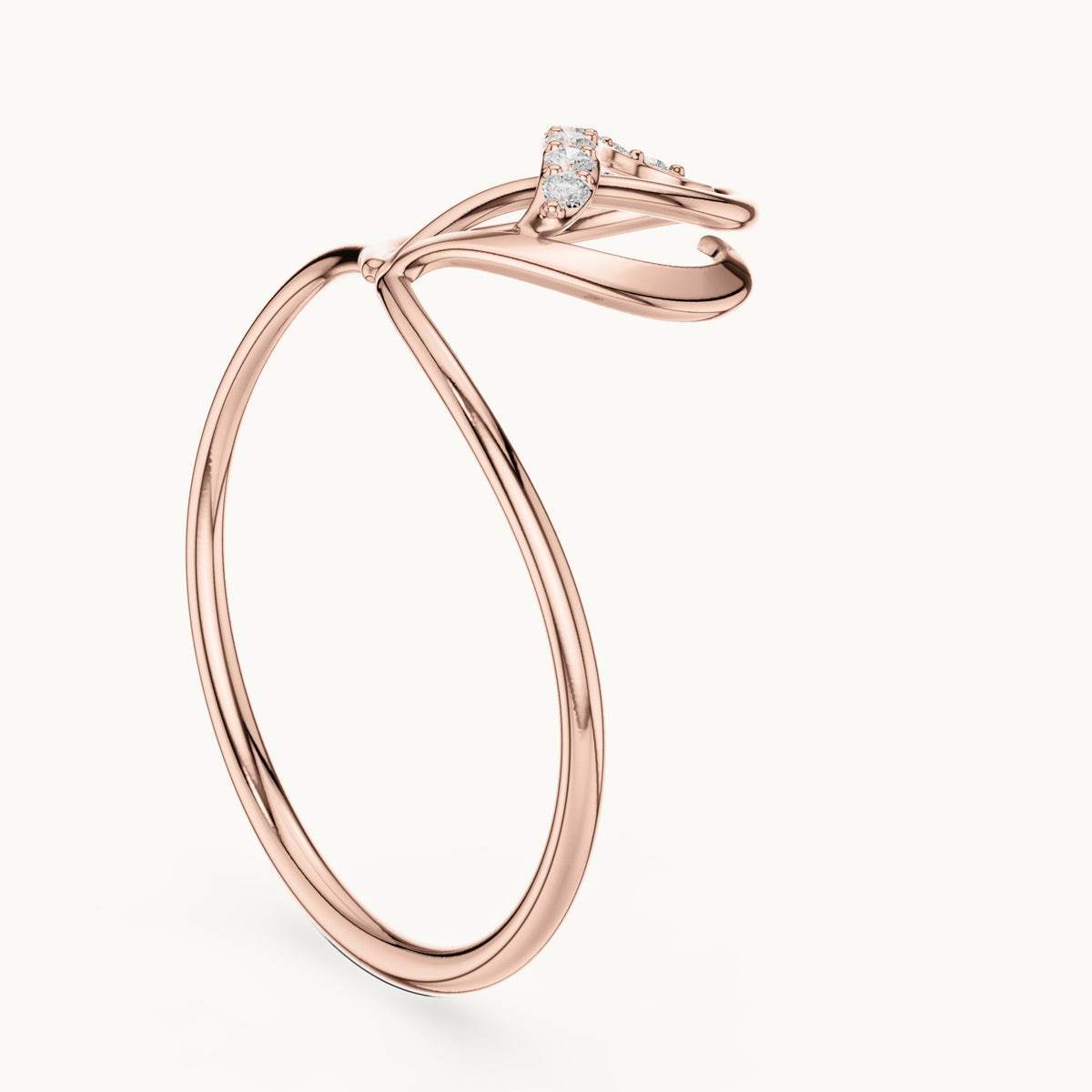 Round lab-grown diamond open loop swirl ring in rose gold, 0.056 CT TW, view 1