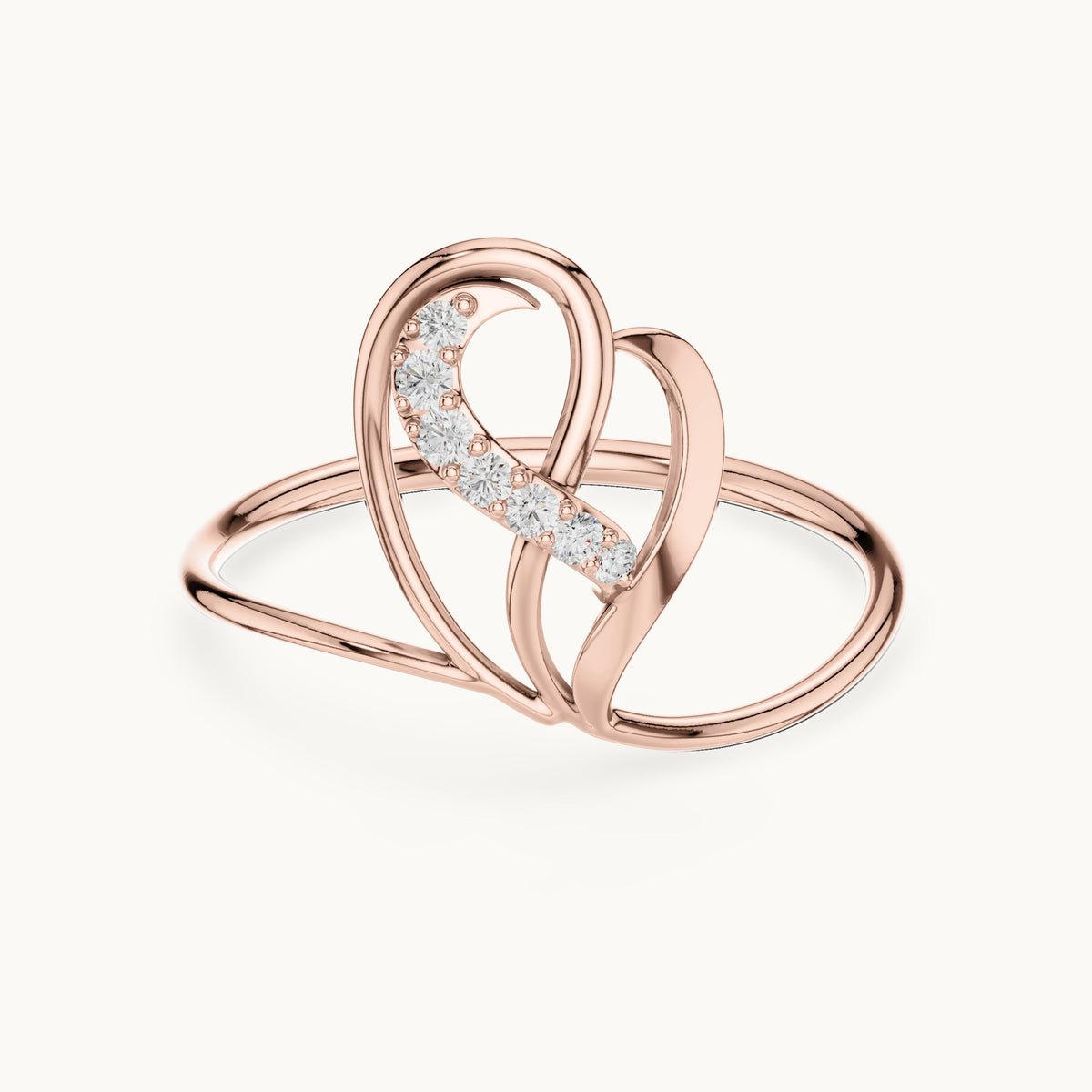 Round lab-grown diamond open loop swirl ring in rose gold, 0.056 CT TW, view 4
