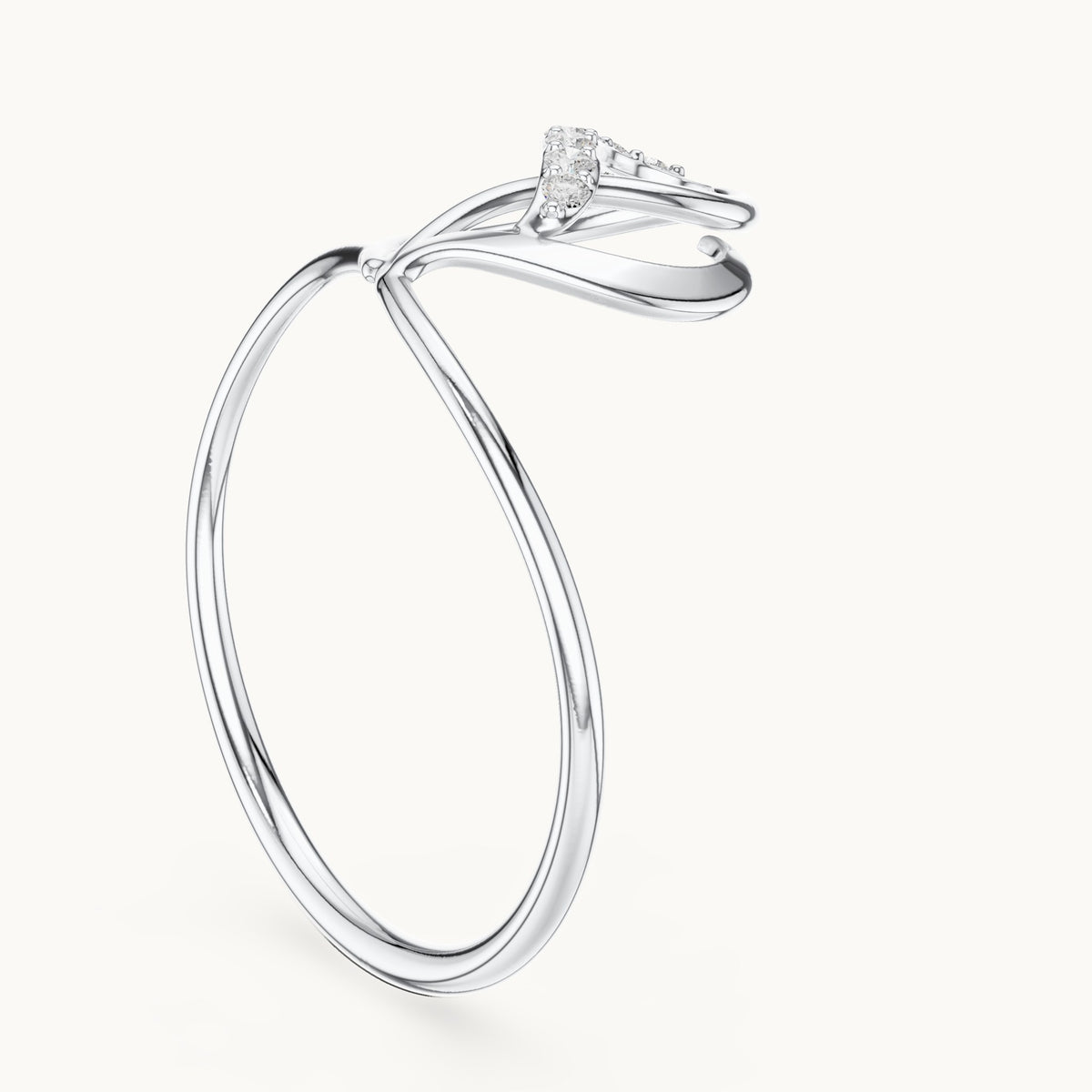Round lab-grown diamond open loop swirl ring in white gold, 0.056 CT TW, view 1