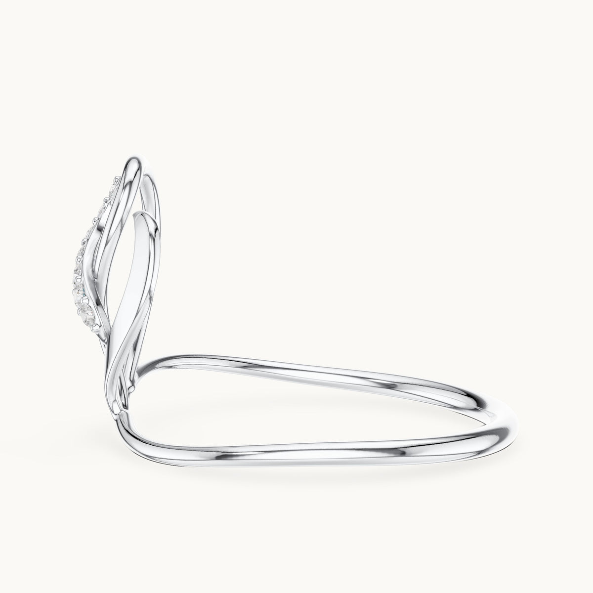 Round lab-grown diamond open loop swirl ring in white gold, 0.056 CT TW, view 3