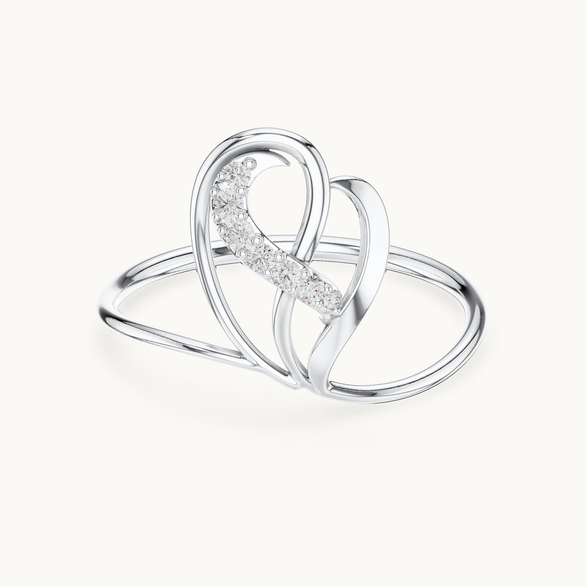 Round lab-grown diamond open loop swirl ring in white gold, 0.056 CT TW, view 4