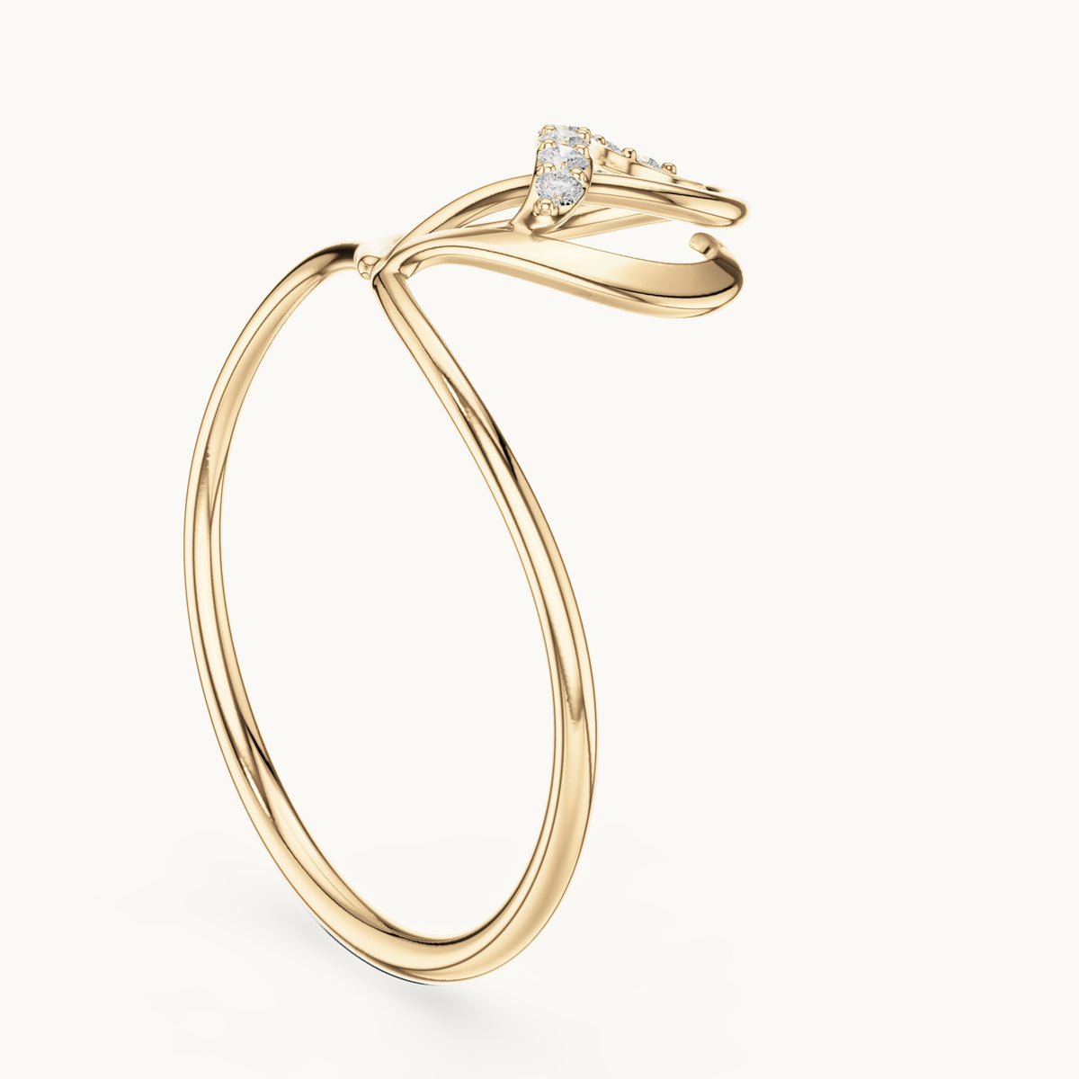 Round lab-grown diamond open loop swirl ring in yellow gold, 0.056 CT TW, view 1