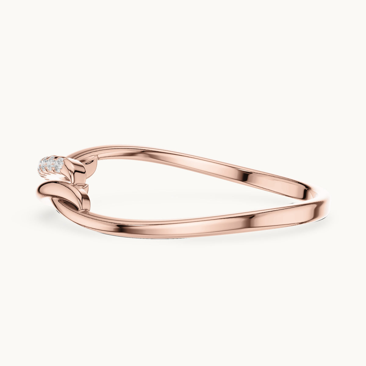 Round lab-grown diamond pavé wave ring in rose gold, 0.036 CT TW, view 3