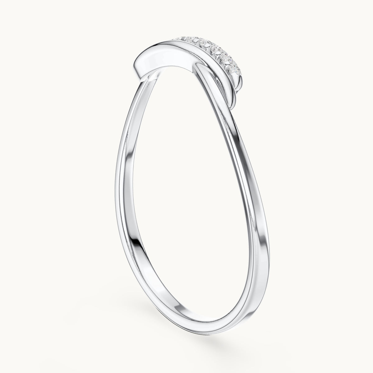 Round lab-grown diamond pavé wave ring in white gold, 0.036 CT TW, view 1