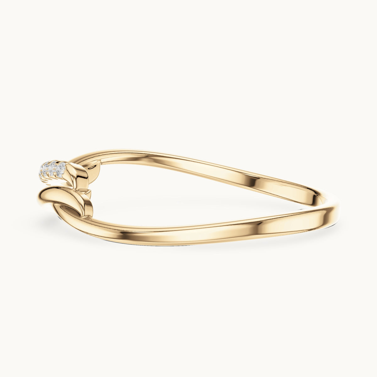 Round lab-grown diamond pavé wave ring in yellow gold, 0.036 CT TW, view 3