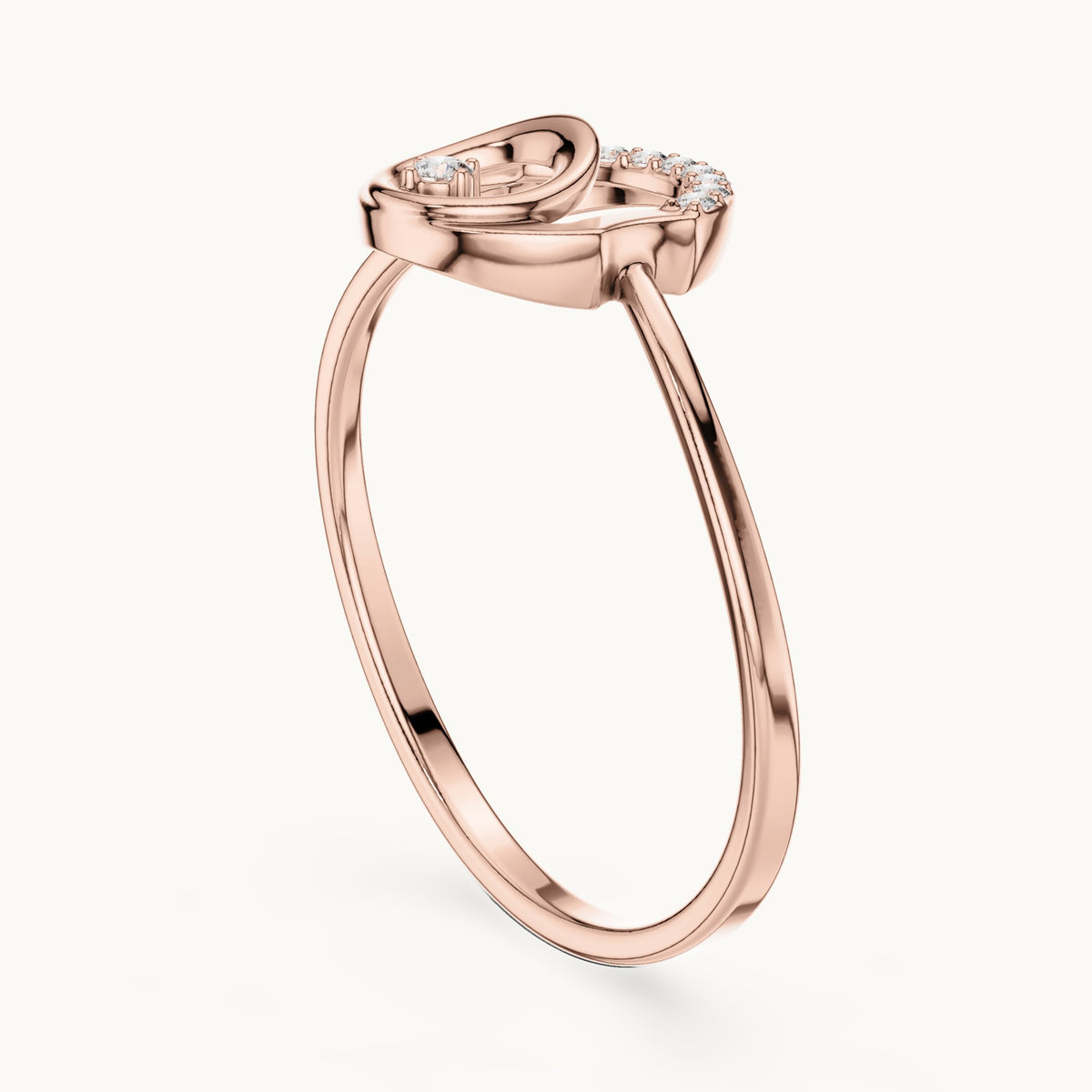 Round lab-grown diamond open circle arch ring in rose gold, 0.047 CT TW, view 1