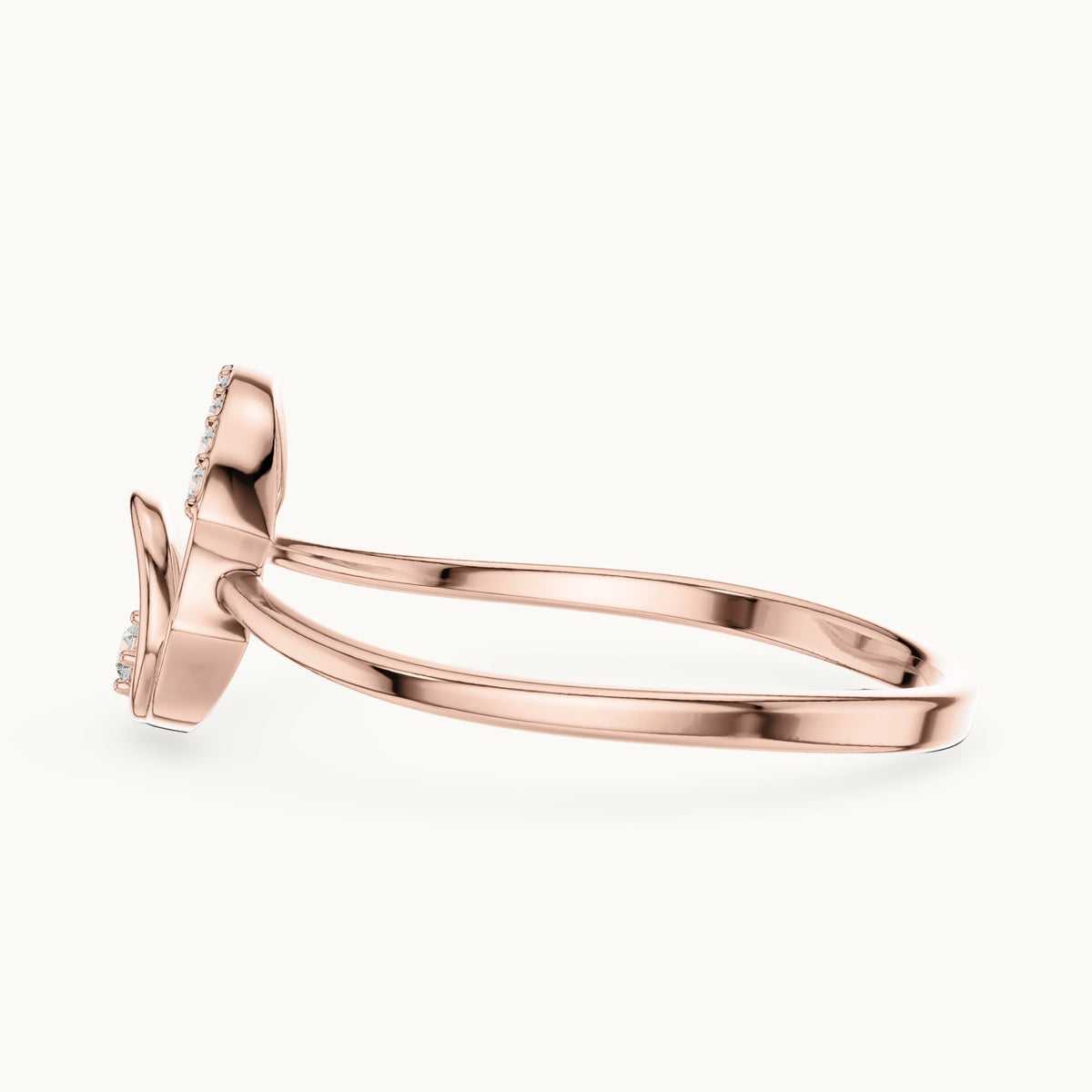 Round lab-grown diamond open circle arch ring in rose gold, 0.047 CT TW, view 3