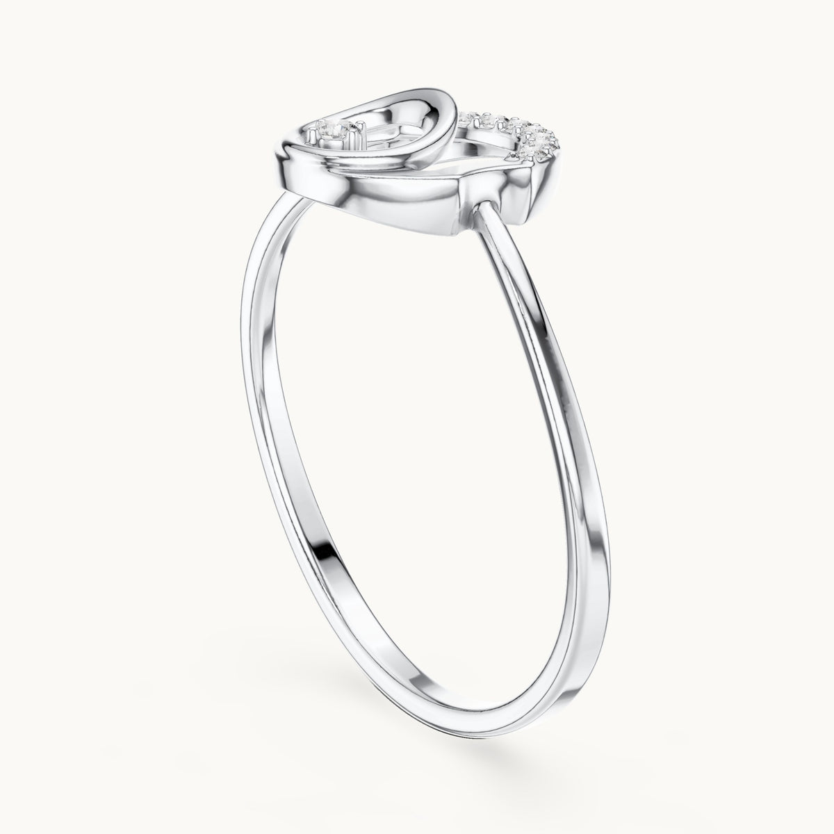 Round lab-grown diamond open circle arch ring in white gold, 0.047 CT TW, view 1