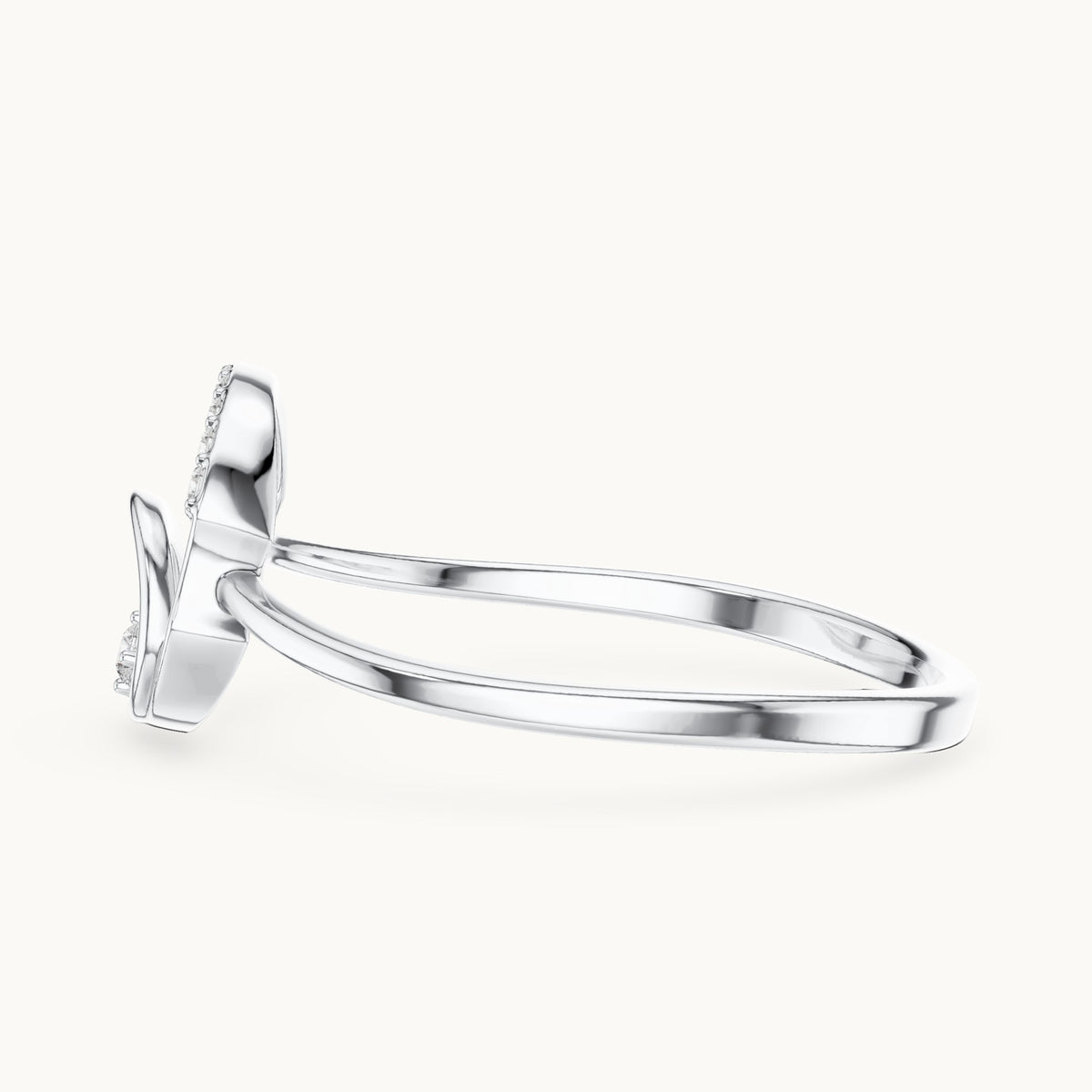 Round lab-grown diamond open circle arch ring in white gold, 0.047 CT TW, view 3