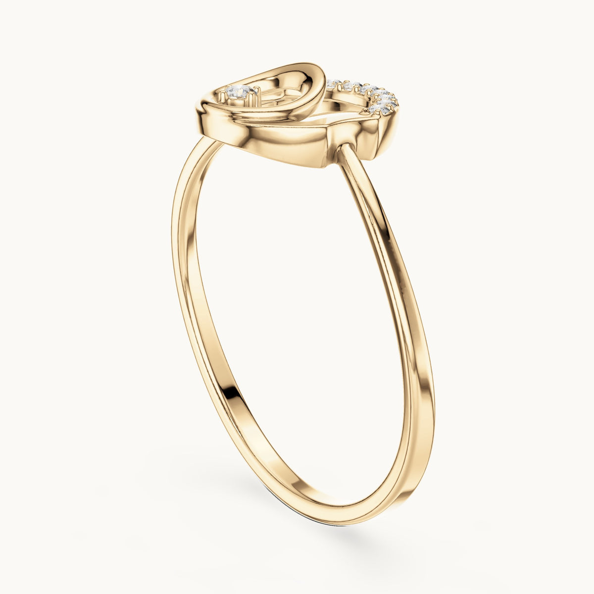 Round lab-grown diamond open circle arch ring in yellow gold, 0.047 CT TW, view 1