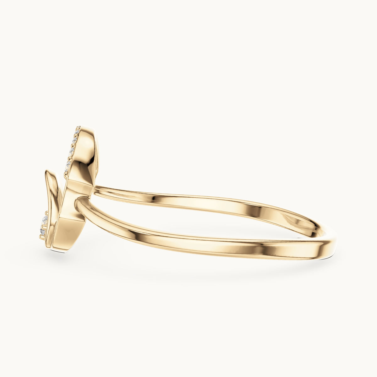 Round lab-grown diamond open circle arch ring in yellow gold, 0.047 CT TW, view 3