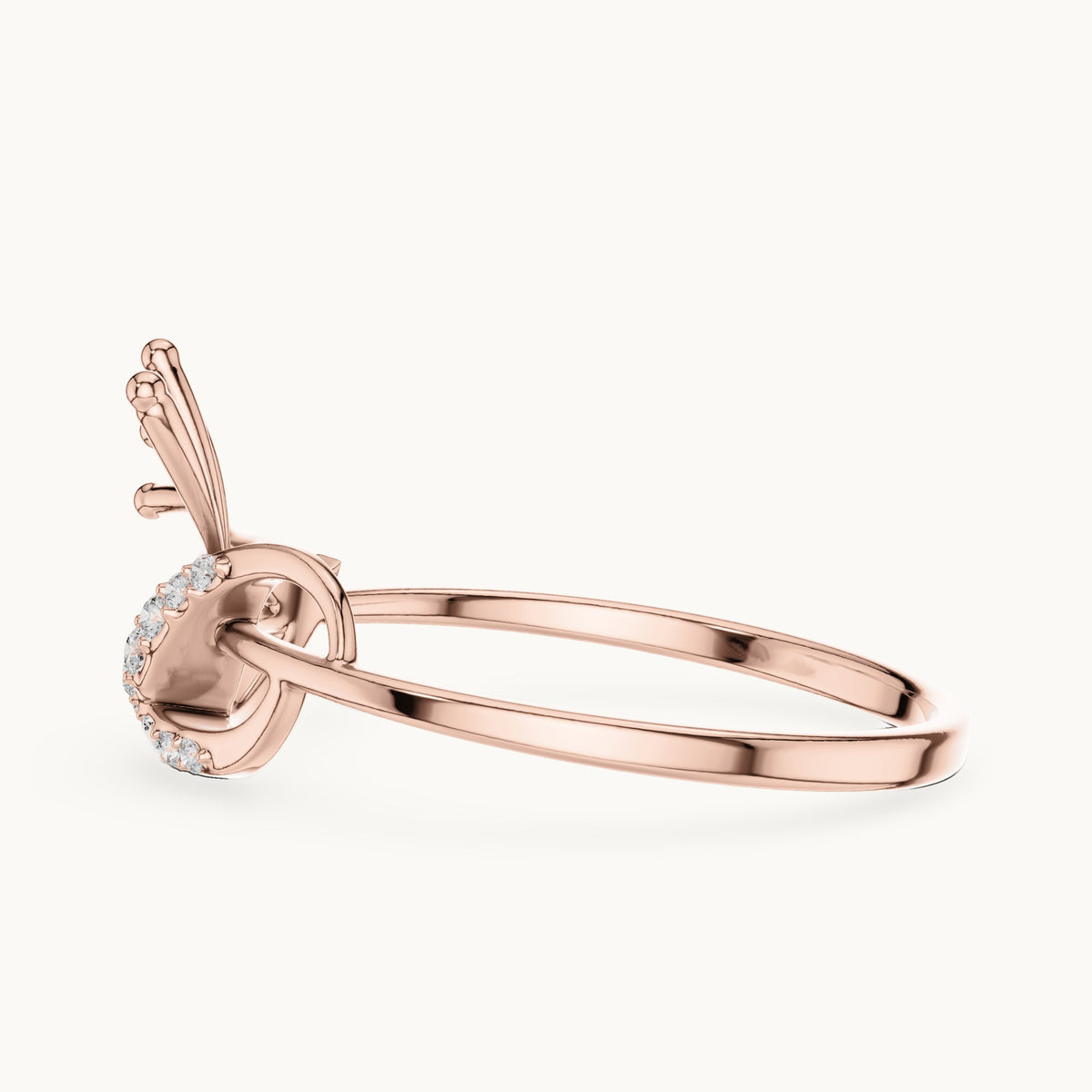 Round lab-grown diamond swoosh bypass ring with gold spray in rose gold, 0.061 CT TW, view 3