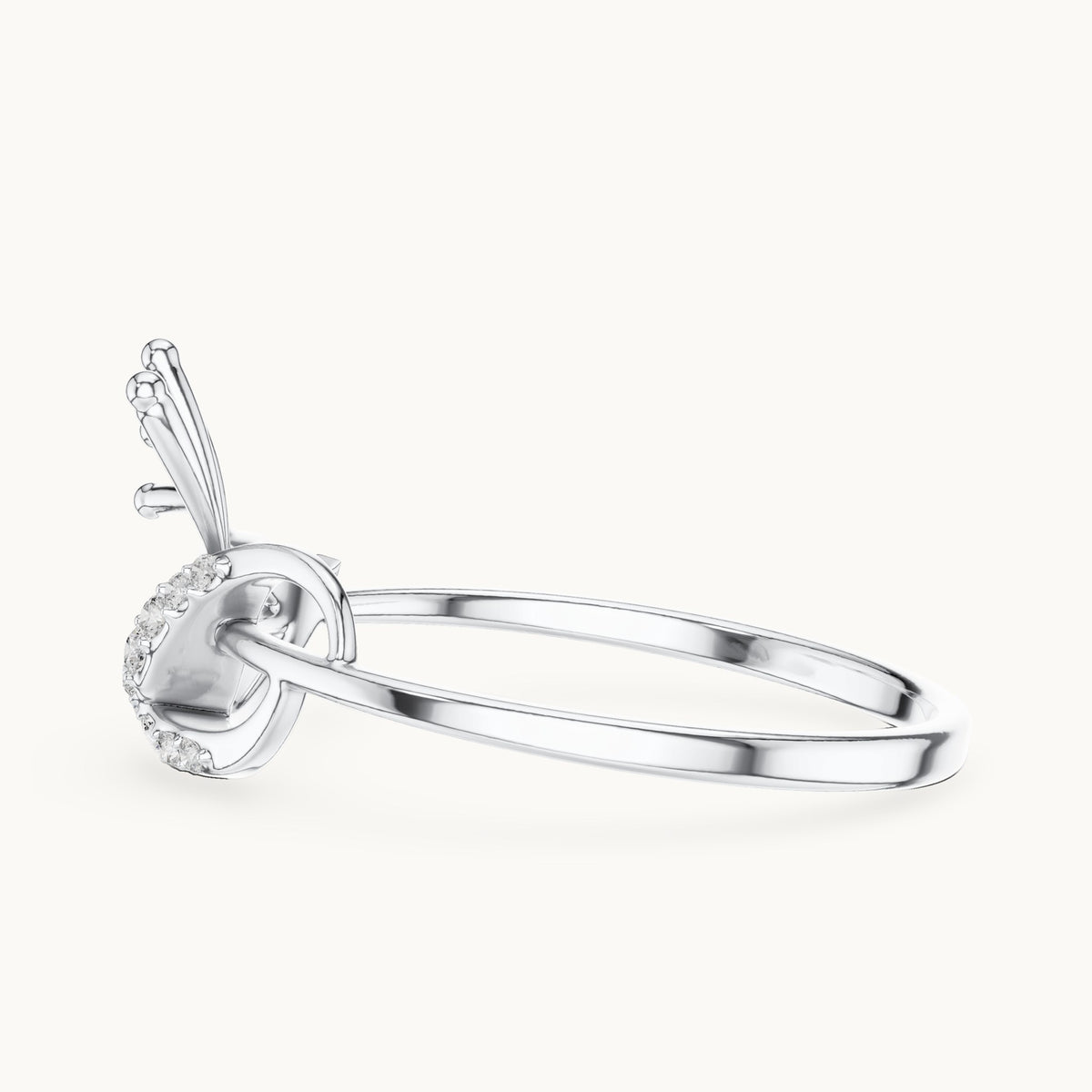 Round lab-grown diamond swoosh bypass ring with gold spray in white gold, 0.061 CT TW, view 3