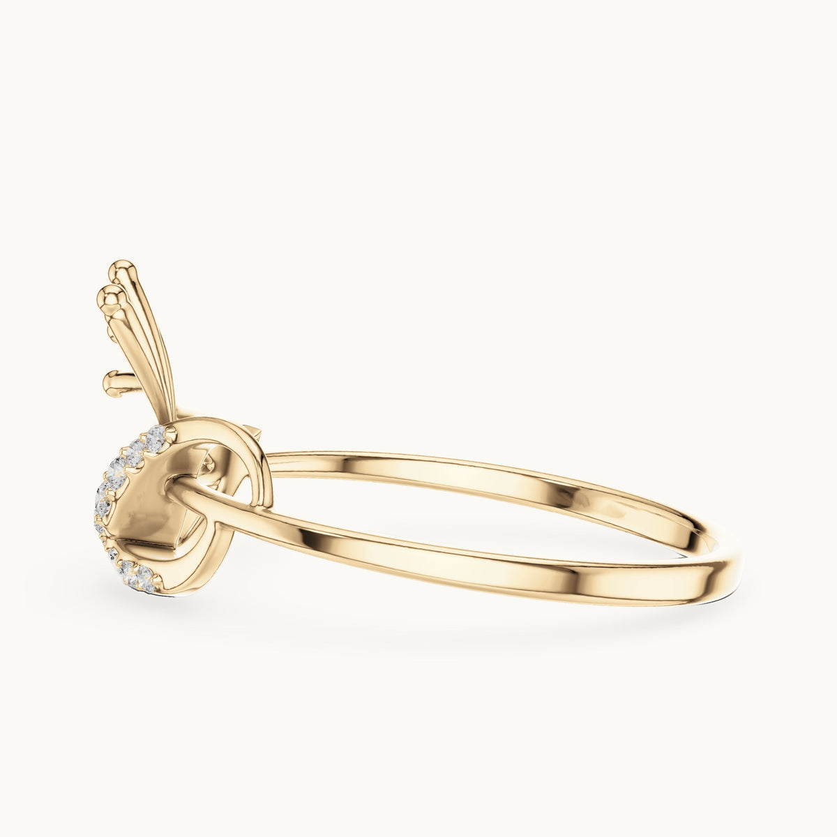 Round lab-grown diamond swoosh bypass ring with gold spray in yellow gold, 0.061 CT TW, view 3
