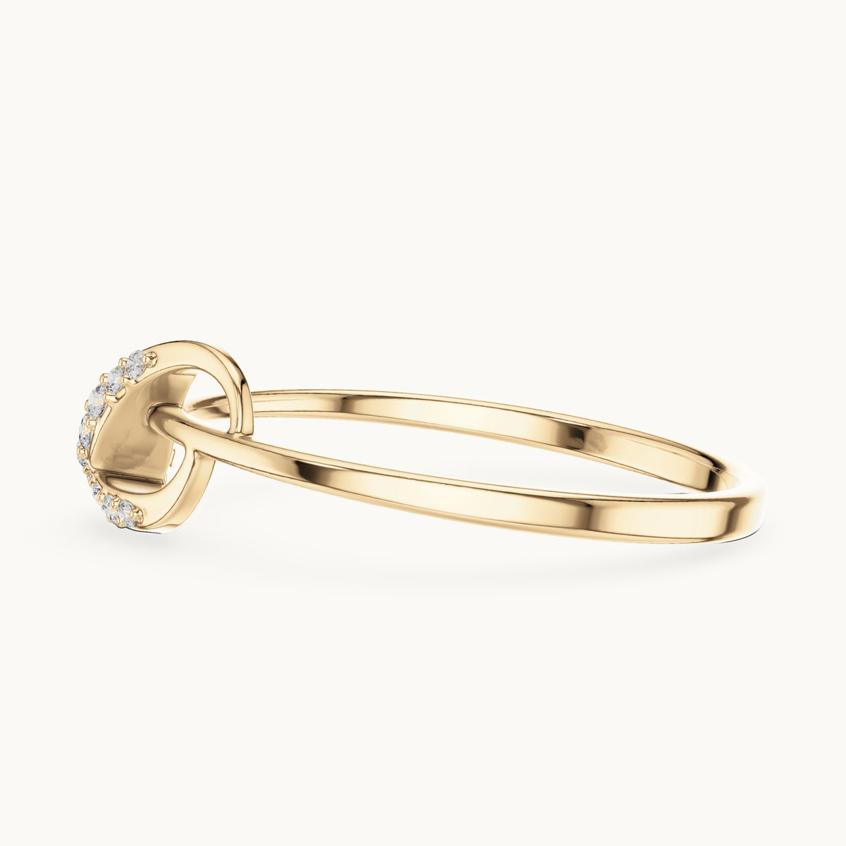 Round lab-grown diamond swoosh bypass ring in yellow gold, 0.061 CT TW, view 3