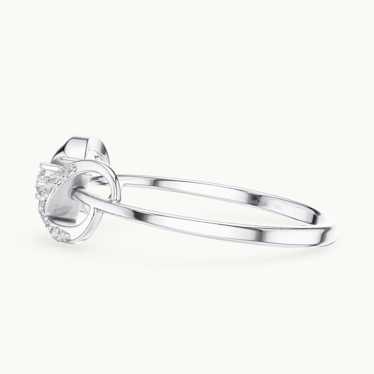 Round lab-grown diamond leaf swoosh bypass ring in white gold, 0.061 CT TW, view 3