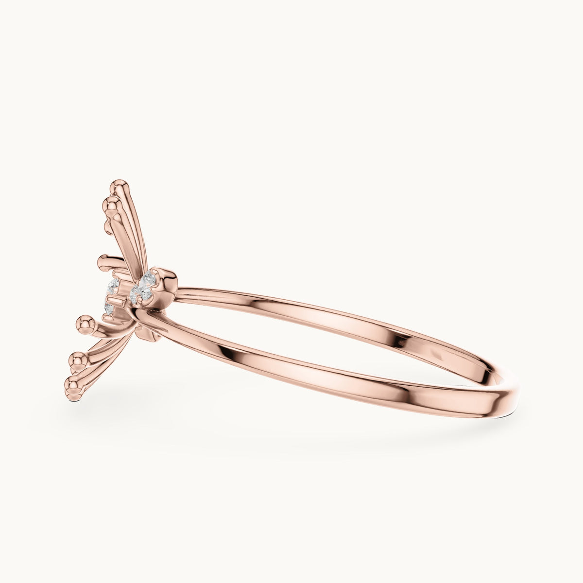 Round lab-grown diamond starburst spray ring in rose gold, 0.044 CT TW, view 3