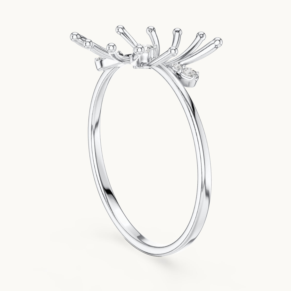Round lab-grown diamond starburst spray ring in white gold, 0.044 CT TW, view 1