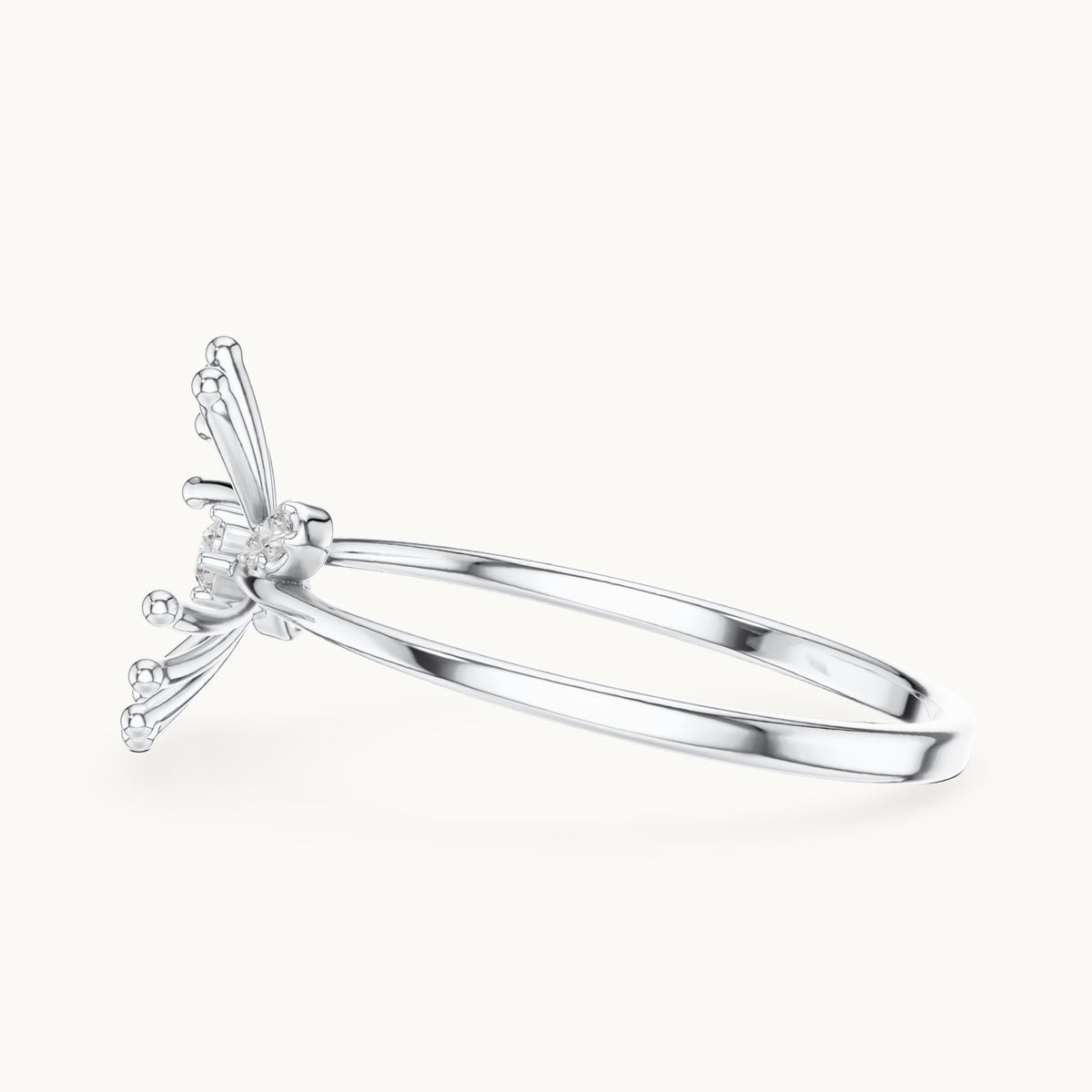 Round lab-grown diamond starburst spray ring in white gold, 0.044 CT TW, view 3