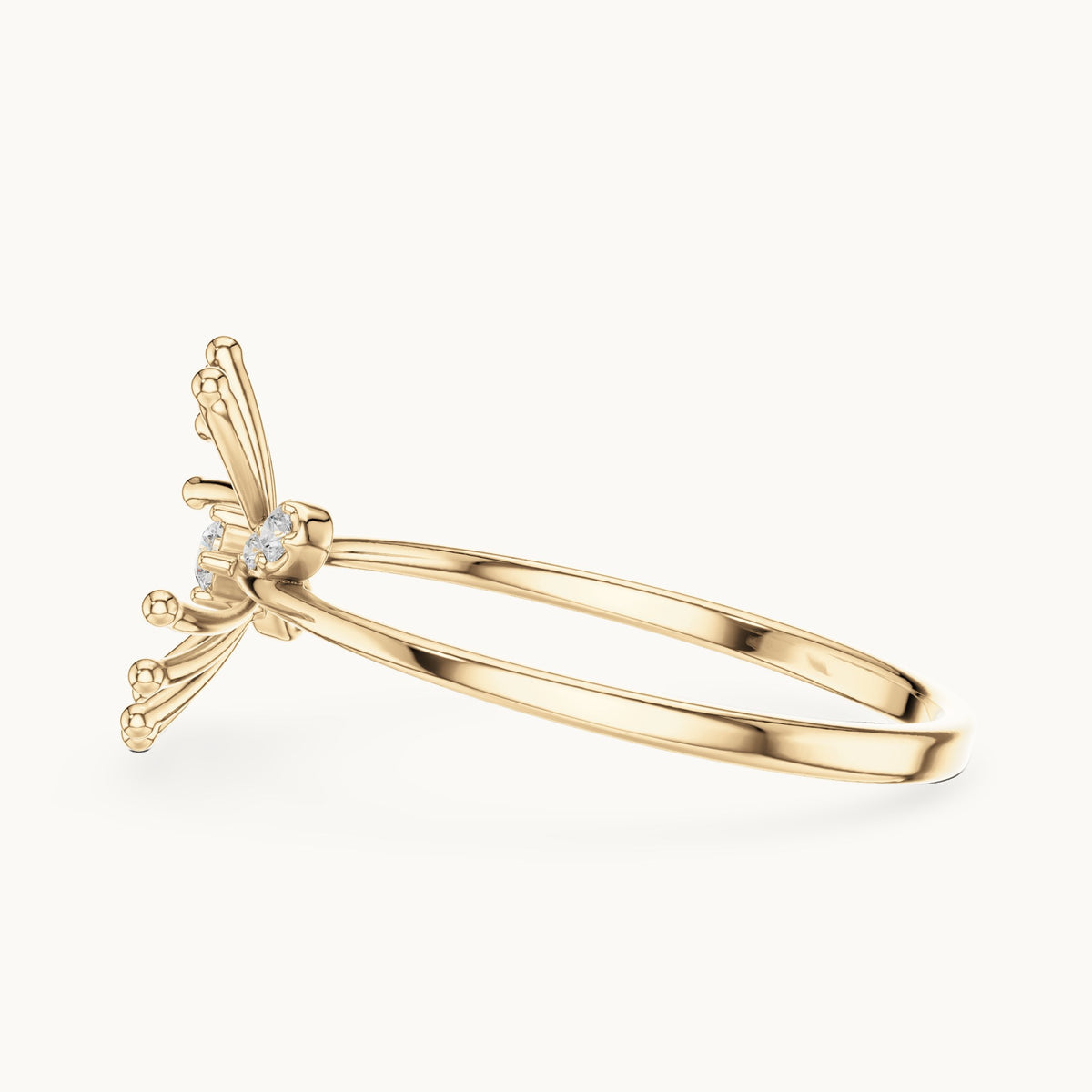 Round lab-grown diamond starburst spray ring in yellow gold, 0.044 CT TW, view 3