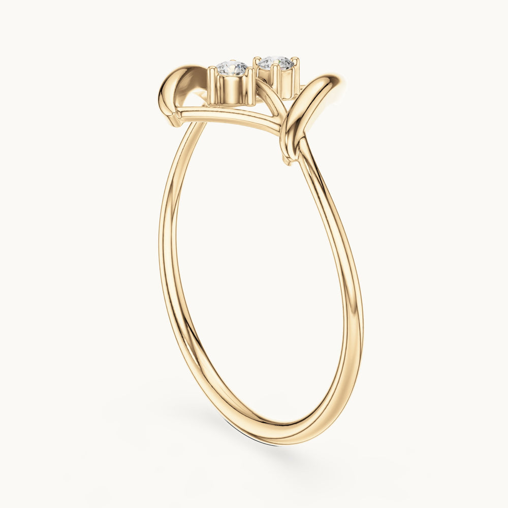 Round lab-grown diamond open diamond frame ring in yellow gold, 0.04 CT TW, view 1