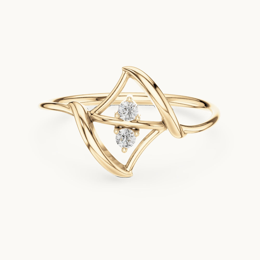 Round lab-grown diamond open diamond frame ring in yellow gold, 0.04 CT TW, view 4