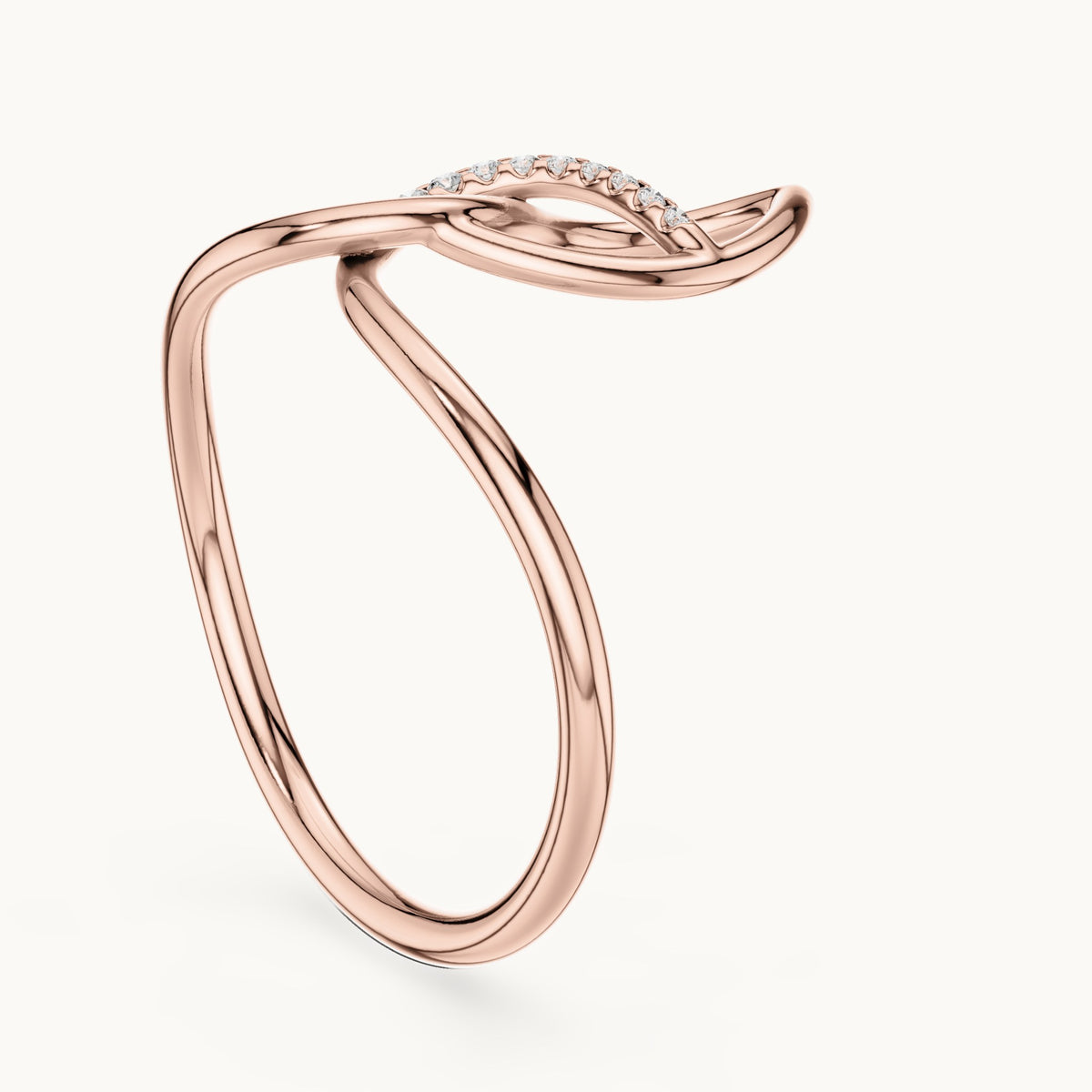 Round lab-grown diamond infinity loop ring in rose gold, 0.043 CT TW, view 1