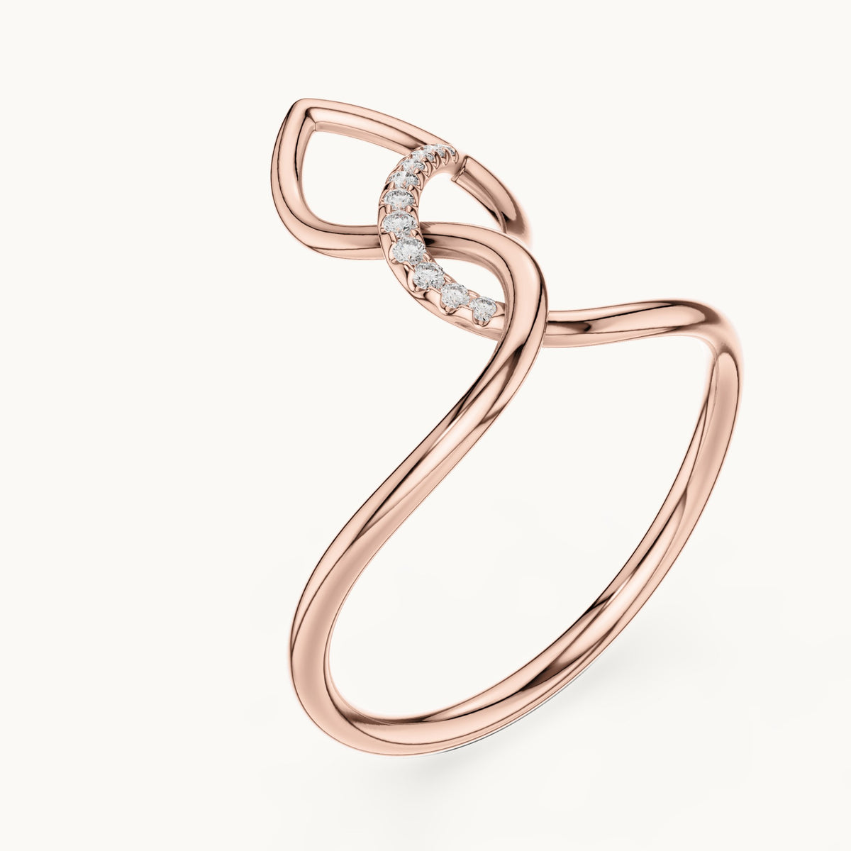 Round lab-grown diamond infinity loop ring in rose gold, 0.043 CT TW, view 2